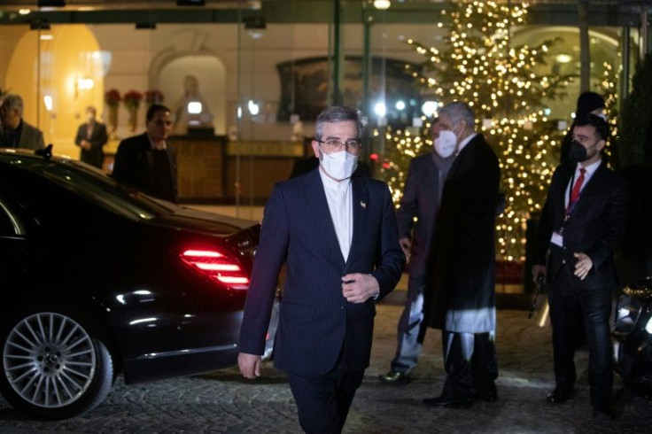 Iran's chief negotiator Ali Bagheri Kani leaves the nuclear talks at Palais Coburg in Vienna on December 27. The EU says the atmosphere has improved since Christmas.