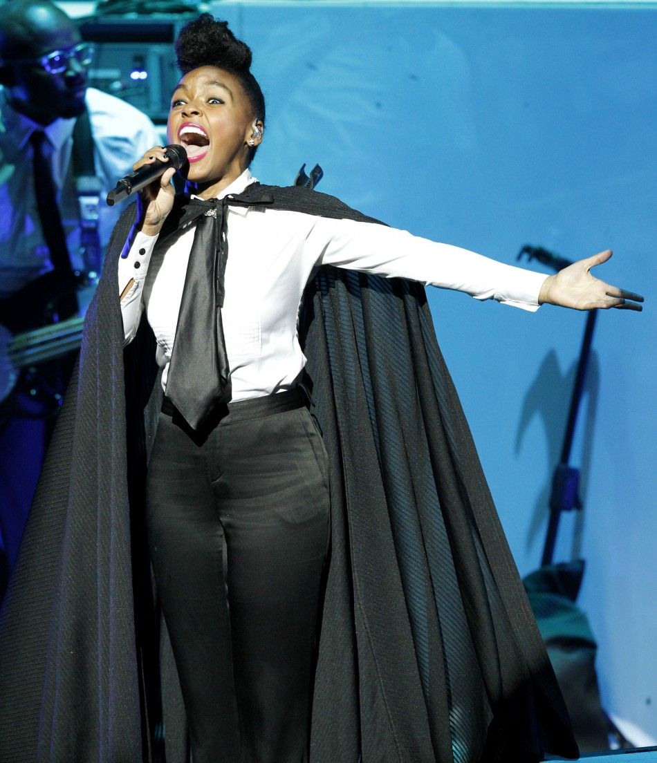 Janelle Monae performs at the Gibson Amphitheatre in Universal City