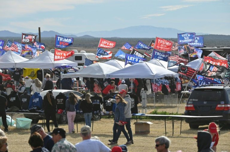 Supporters of former US president Donald Trump started to gather ahead of a rally in Florence, Arizona days in advance from as far away as Florida or Texas