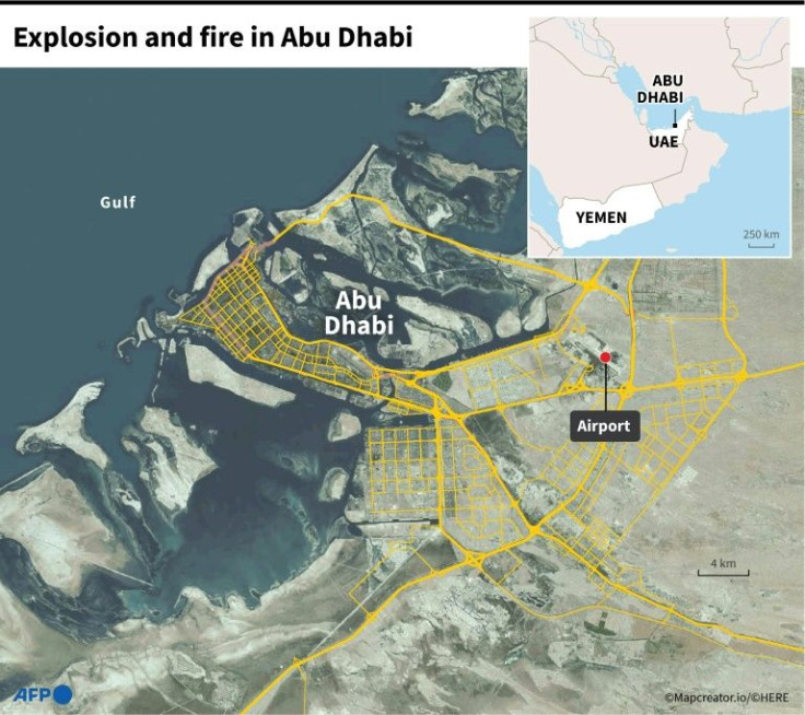 Satellite map locating United Arab Emirates' Abu Dhabi and its airport
