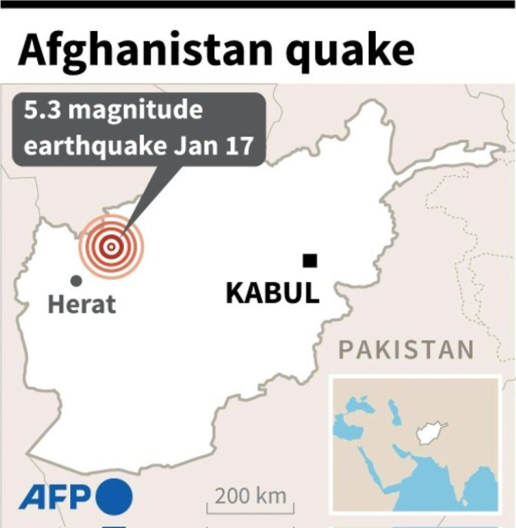 Map locating the epicentre of a 5.3 magnitude quake in Afghanistan on January 17 that left at several people killed according to officials