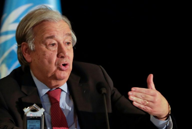 UN Secretary-General Antonio Guterres at a press conference in Beirut in December 2021