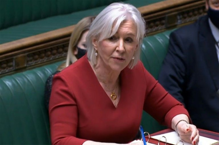 Britain's Culture Secretary Nadine Dorries gives a media update statement on January 17, 2022 in this video grab from the UK Parliamentary Recording Unit
