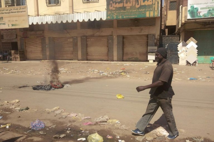 Shops are seen closed in Khartoum's Sajane Market on January 18, 2022, as part of a civil disobedience campaign following the killing of seven anti-coup demonstrators, including a merchant from the market