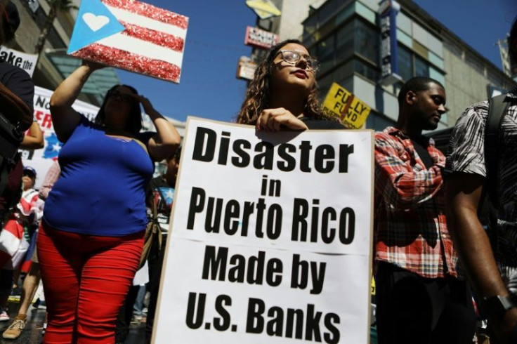 Activists call for support of Puerto Rico one year after Hurricane Maria devastated the island on September 23, 2018 in Los Angeles California.