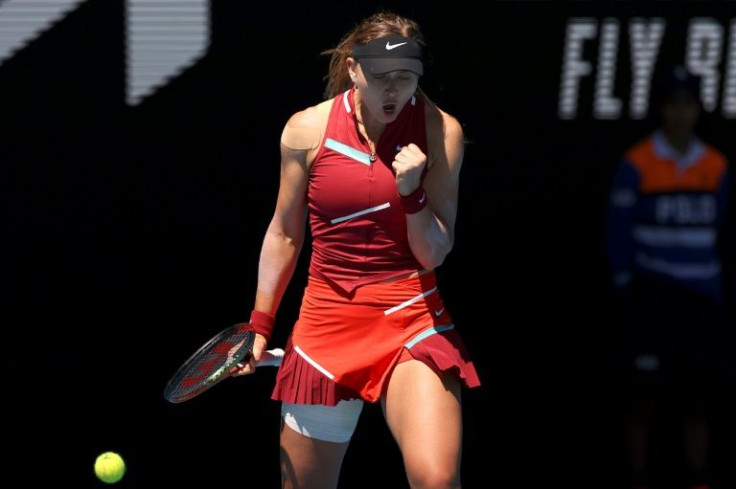 Spain's Paula Badosa reacts after a point against Italy's Martina Trevisan