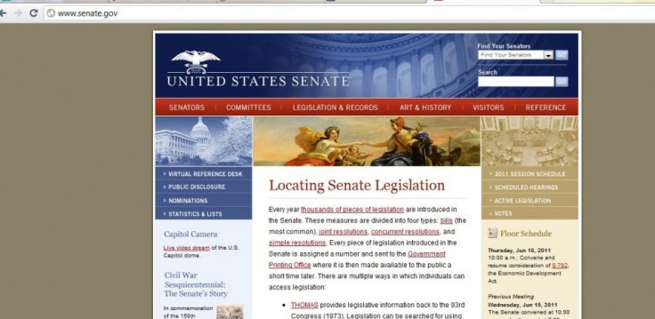 A screenshot of U.S. Senate homepage