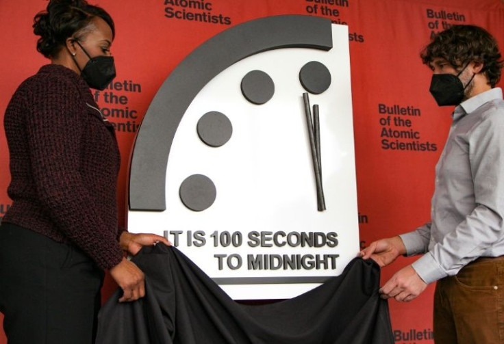 Advances including Covid-19 vaccines and risks like a rising tide of misinformation have placed the "Doomsday Clock" at 100 seconds to midnight, according to scientists and security experts, a measurement unchanged since 2019