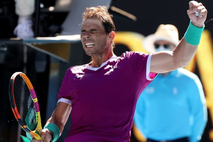 Rafael Nadal celebrates his second round win against Germany's Yannick Hanfmann