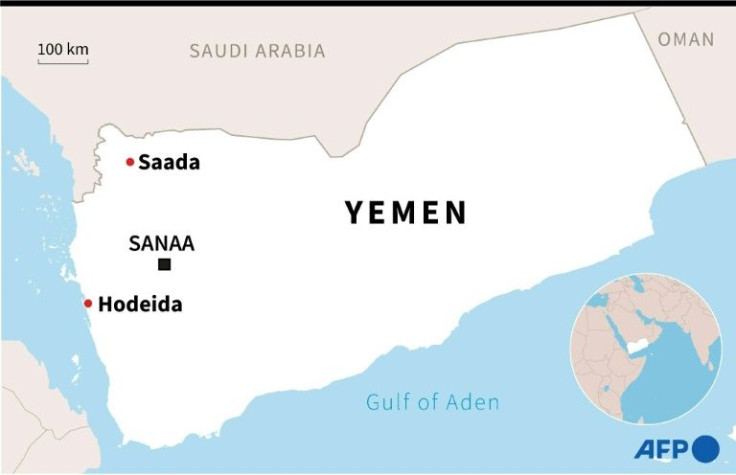 Map of Yemen locating Hodeida and Saada