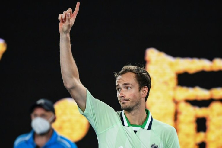 Number one: Daniil Medvedev celebrates after beating Australia's Nick Kyrgios
