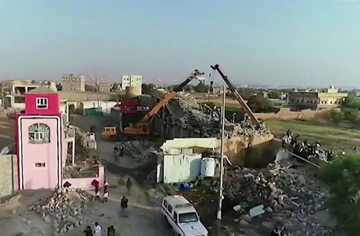 An image grab from video made available by Yemen's Huthis shows what the rebels say is the prison destroyed by the attack on Saada