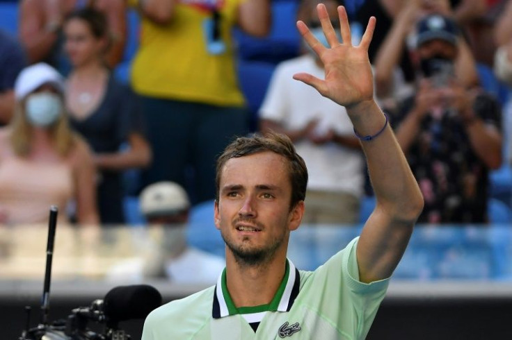 Russia's Daniil Medvedev waves to the Margaret Court Arena fans, after winning them over in his third-round victory on Saturday