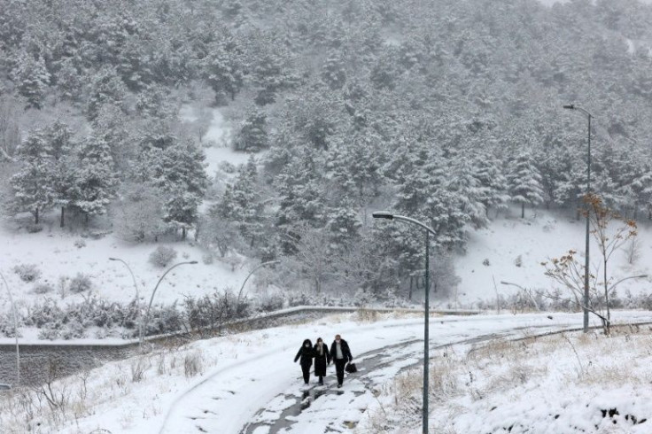 Snow has been falling on the Turkish capital Ankara for days, briefly shutting down the highway connecting it to Istanbul