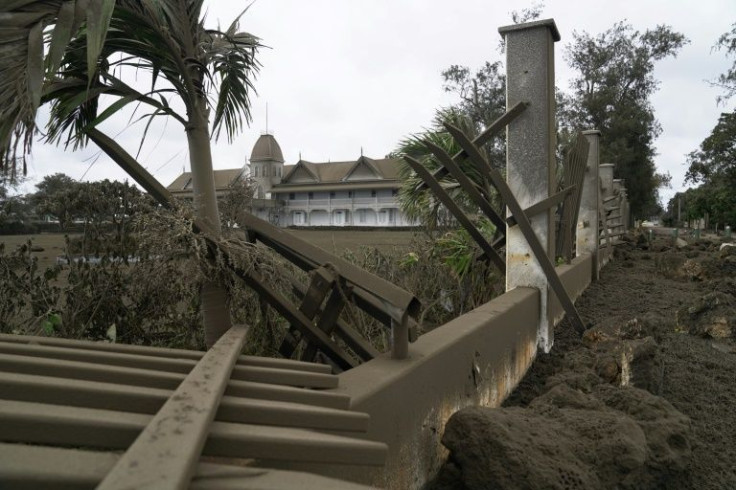 The Royal Palace in Tonga's capital was covered in volcanic ash after the January 15 eruption of the nearby Hunga Tonga-Hunga Haâapai volcano