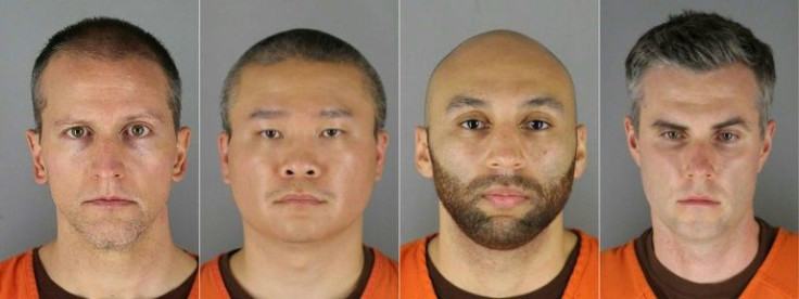 Handout photos provided by the Hennepin County Jail showing (L-R) former Minneapolis police officers Derek Chauvin, Tou Thao, J. Alexander Kueng and Thomas Lane