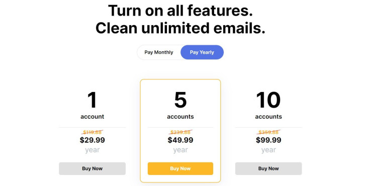 Clean Email yearly pricing plans