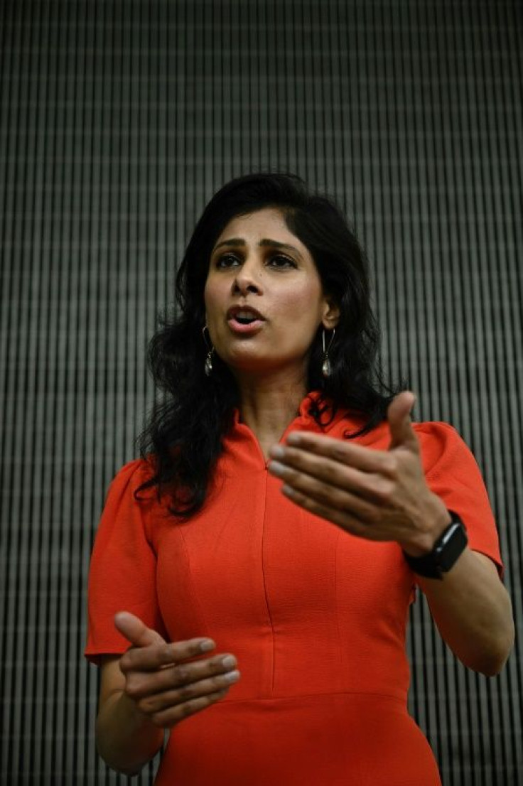IMF newly-installed number two, Gita Gopinath, said supply chain problems pressuring prices should subside later this year, but an inflation surprise could cause the Federal Reserve to act more aggressively to contain the increase