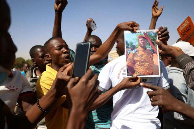 Several hundred demonstrators gathered in Ouagadougou on Tuesday to show support for the junta and its leader, Lieutenant-Colonel Paul-Henri Sandaogo Damiba