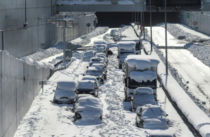 The weather chaos extended to the streets of Athens, where thousands were trapped on the main ring road