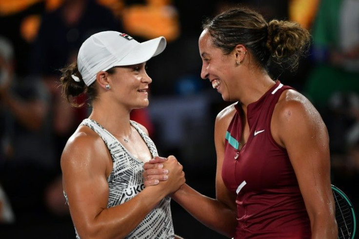 Ashleigh Barty (left) paid tribute to Madison Keys at the end of their semi-final
