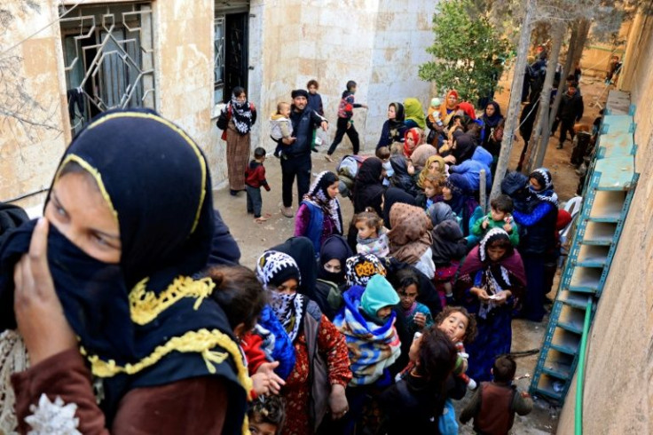 The UN said around 45,000 people had fled their homes in Hasakeh to escape the violence -- some found shelter inside the Mosaab bin Aamir Mosque, on January 26, 2022
