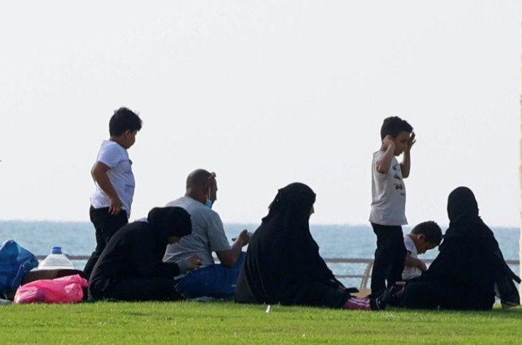 Saudis enjoy the views of the Red Sea from Jizan, a tranquil resort city that has been a frequent target for cross-border attacks from nearby Yemen