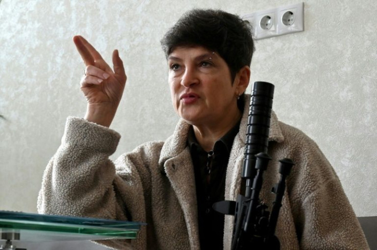 Mariana Zhaglo with her Zbroyar Z-15 hunting rifle: 'We're ready to give them a welcome they'll remember'