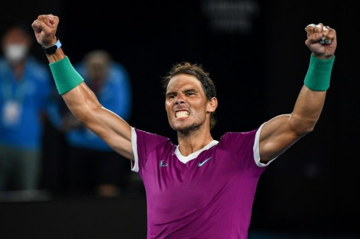 Rafael Nadal celebrates his emi-final win against Matteo Berrettini