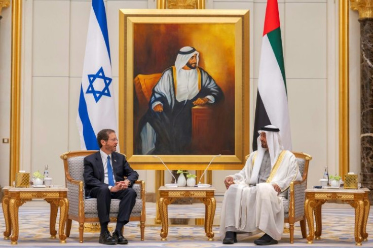 The latest Huthi attack on the UAE came as Israel's President Isaac Herzog (L) was making a historic visit