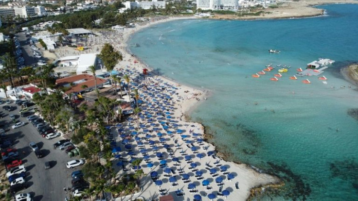 A beach in the southeastern Cypriot resort town of Ayia Napa