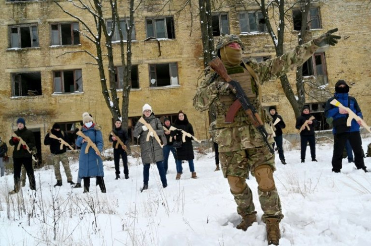 Ukrainian civilians have been training in armed defence in case of a Russian invasion