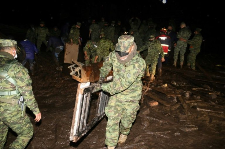 Dozens of soldiers were deployed to assist in search and rescue efforts of the police and fire brigades