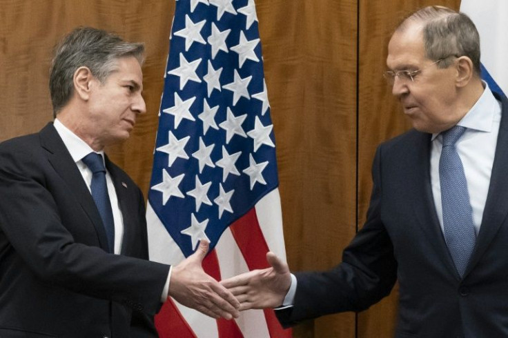 Antony Blinken (L) spoke by phone with his Russian counterpart Sergei Lavrov, a day after the two sides lashed out at each other in a heated discussion on Ukraine at the UN Security Council