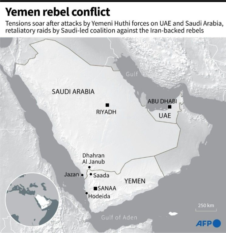 Map of Yemen, Saudi Arabia and United Arab Emirates, as tensions rise in the region.