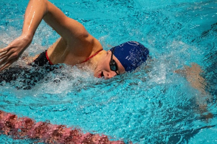 Lia Thomas, a transgender woman, swims for the University of Pennsylvania at an Ivy League swim meet against Harvard University in Cambridge, Massachusetts, on January 22, 2022