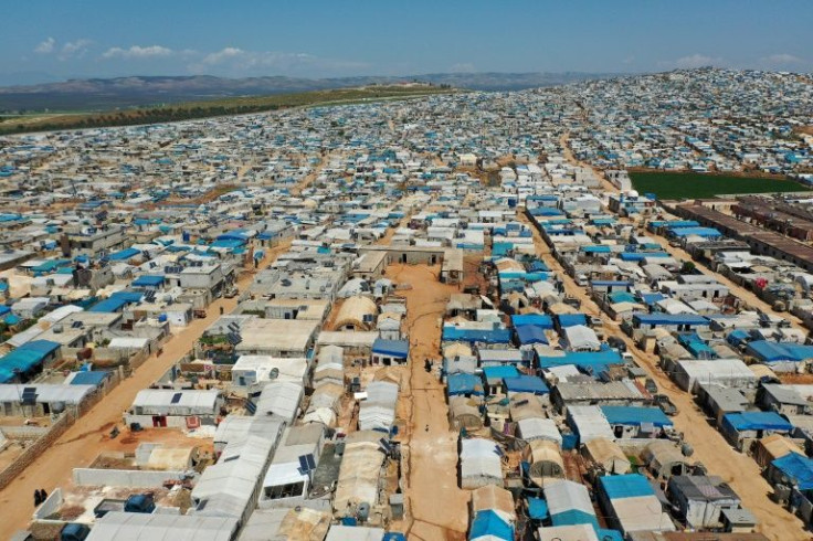 The Atme area, seen here in April 2020, has crowded camps that experts say jihadist leaders are using as bases to hide among people displaced by the conflict