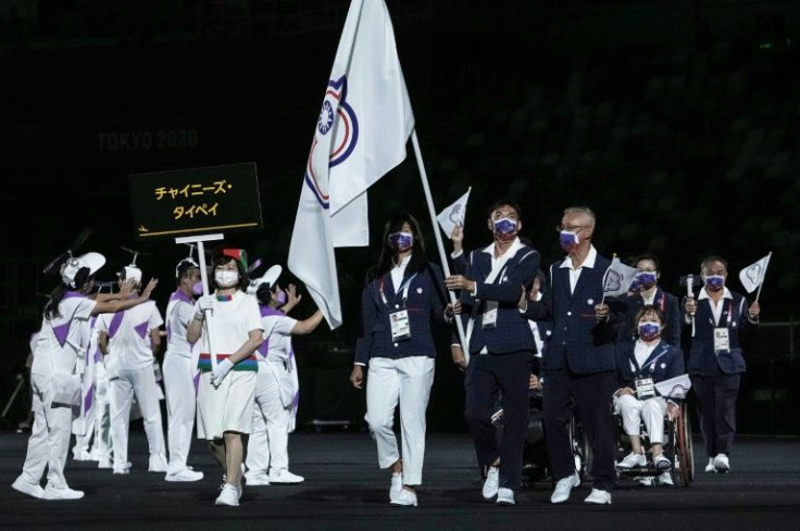 Taiwanese athletes, seen here at the opening ceremony of the Tokyo Olympics, compete in international sports events under 'Chinese Taipei'