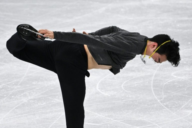 USA's Nathan Chen takes part in a training session