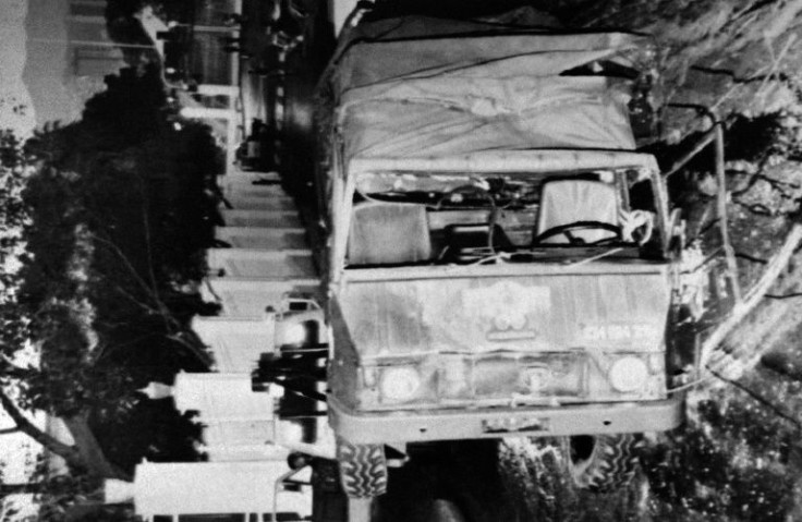 A truck used in the failed 1992 coup against President Carlos Andres Perez headed by Hugo Chavez