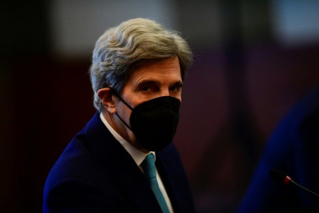 U.S. Special Presidential Envoy for Climate John Kerry at a meeting with Mexican Foreign Affairs Secretary Marcelo Ebrard (out of frame) in Mexico City on February 9, 2022