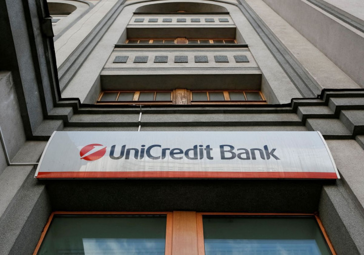 The logo of UniCredit Bank outside the company's branch in Kiev, Ukraine, March 30, 2016.