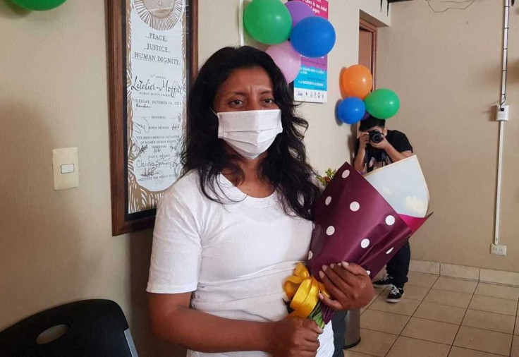 Elsy, who was sentenced to 30 years in prison and spent a decade behind bars for alleged aggravated homicide after suffering a miscarriage, poses for a picture after being released from jail in San Salvador, El Salvador, February 9, 2022. Agrupacion Ciuda