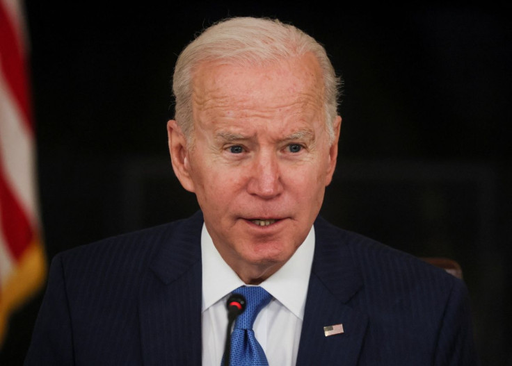 U.S. President Joe Biden speaks during a roundtable with CEOs of utilities to discuss the 'Build Back Better' agenda, in the State Dining Room at the White House in Washington, U.S., February 9, 2022.