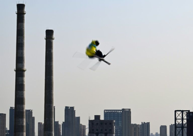 The 60-metre-high "Big Air" jumping platform was built on the grounds of a century-old decommissioned steel mill