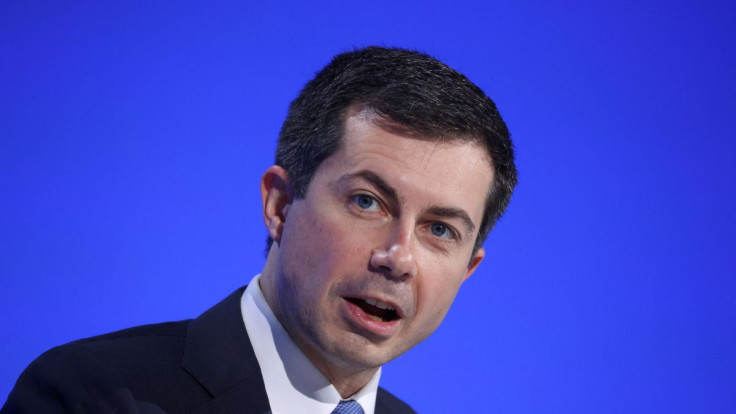 U.S. Secretary of Transportation Pete Buttigieg speaks during the UN Climate Change Conference (COP26), in Glasgow, Scotland, Britain, November 10, 2021. 