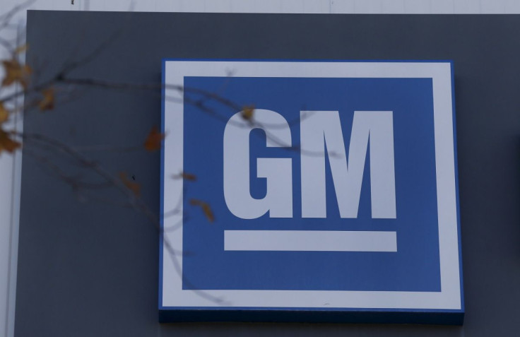 The GM logo is seen at the General Motors Lansing Grand River Assembly Plant in Lansing, Michigan October 26, 2015.