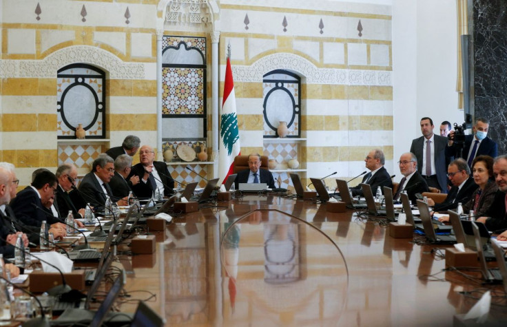 Lebanon's President Michel Aoun heads a cabinet meeting at the presidential palace in Baabda, Lebanon, February 10, 2022.