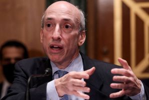 U.S. Securities and Exchange Commission (SEC) Chair Gary Gensler testifies before a Senate Banking, Housing, and Urban Affairs Committee oversight hearing on the SEC on Capitol Hill in Washington, U.S., September 14, 2021. 