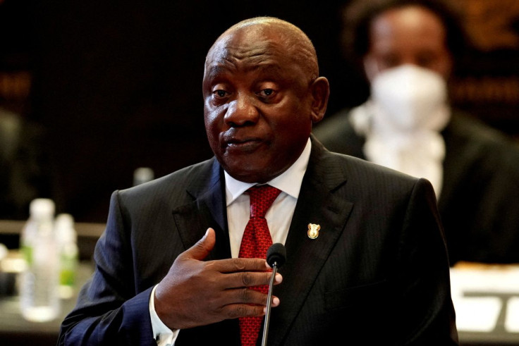 South Africa's president Cyril Ramaphosa delivers the State of the Nation Address (SONA) to a joint sitting of the National Assembly and the National Council of Provinces in Cape Town, South Africa, February 10, 2022. Nic Bothma/Pool via REUTERS